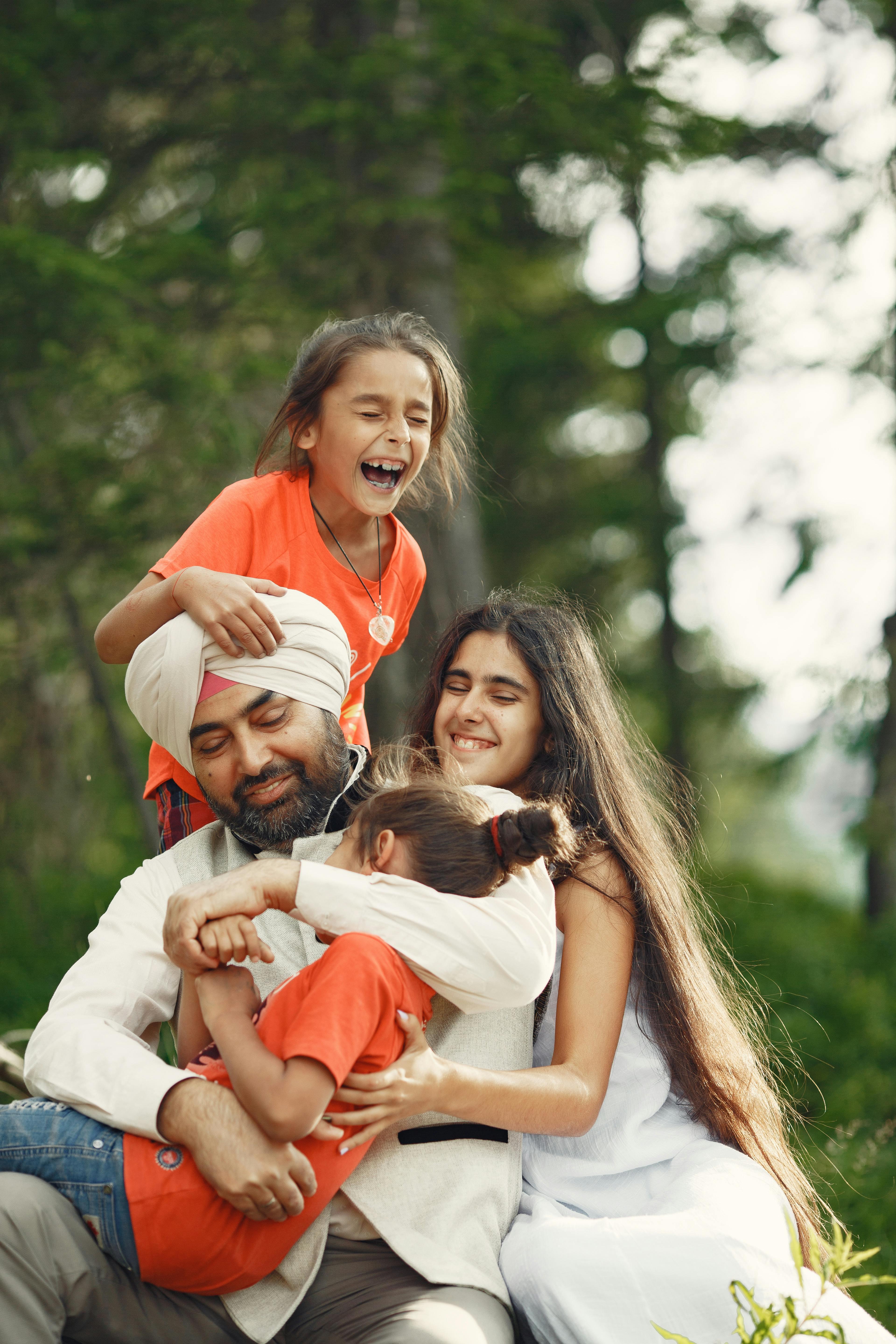 Happy family with their new home